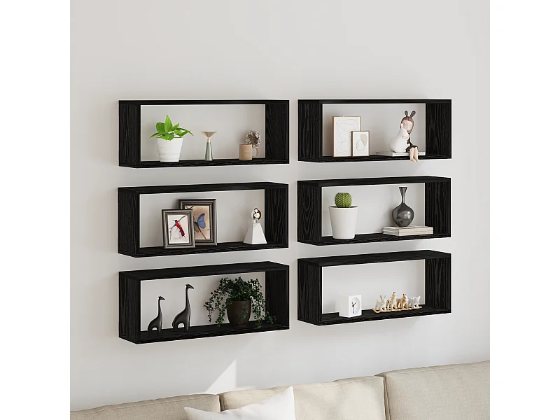 Mensole da parete 6 pz Rovere nero 60x15x23 cm Legno precomposto