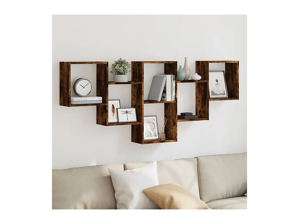 Gerookte eikenhouten wandplank 159x18x66 cm bewerkt hout
