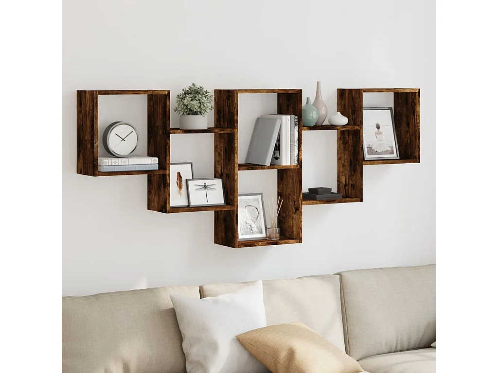 Étagère murale chêne fumé 159x18x66 cm bois d'ingénierie