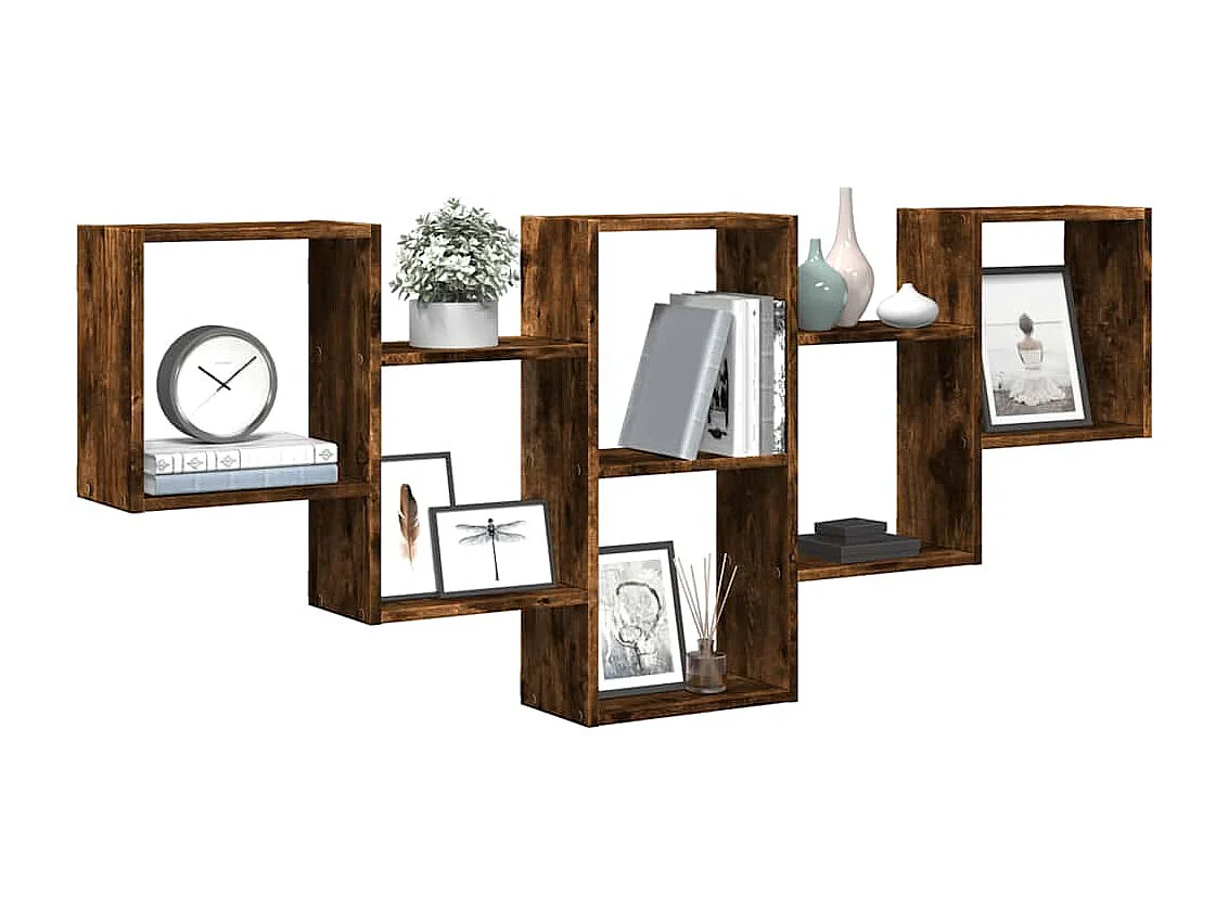 Étagère murale chêne fumé 159x18x66 cm bois d'ingénierie