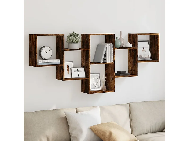 Étagère murale chêne fumé 159x18x66 cm bois d'ingénierie