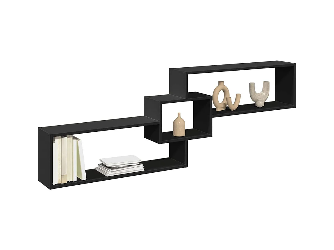 Wandkast 158x18x53 cm zwart bewerkt hout
