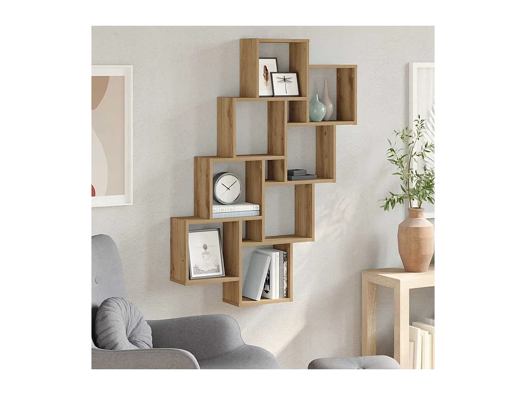Étagère murale en forme de cube chêne artisanal 90x15x119,5 cm
