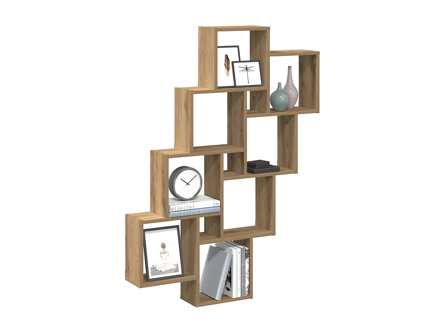 Étagère murale en forme de cube chêne artisanal 90x15x119,5 cm
