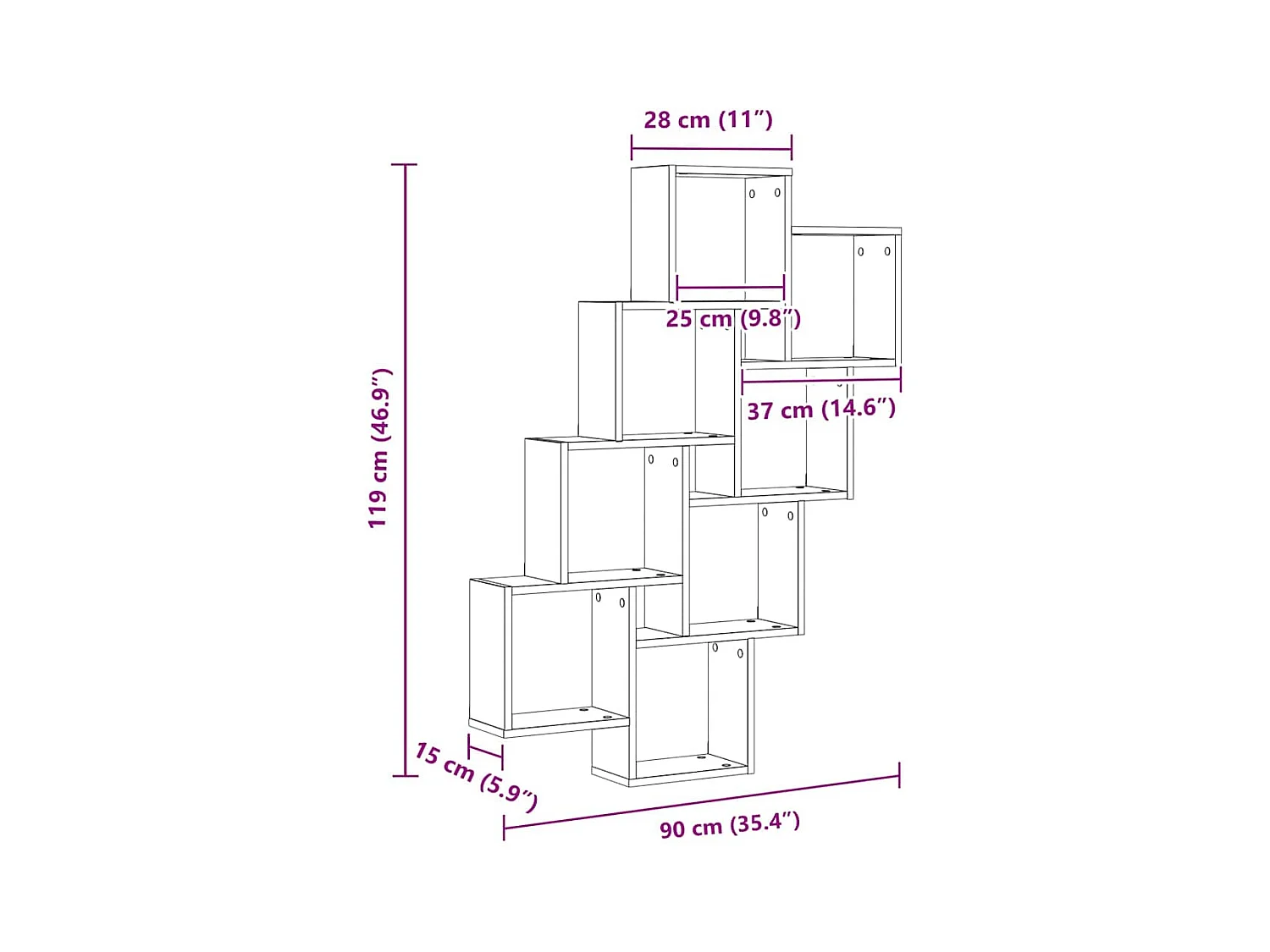 Parete attrezzata in rovere nero 90x15x119,5 cm in legno ingegnerizzato