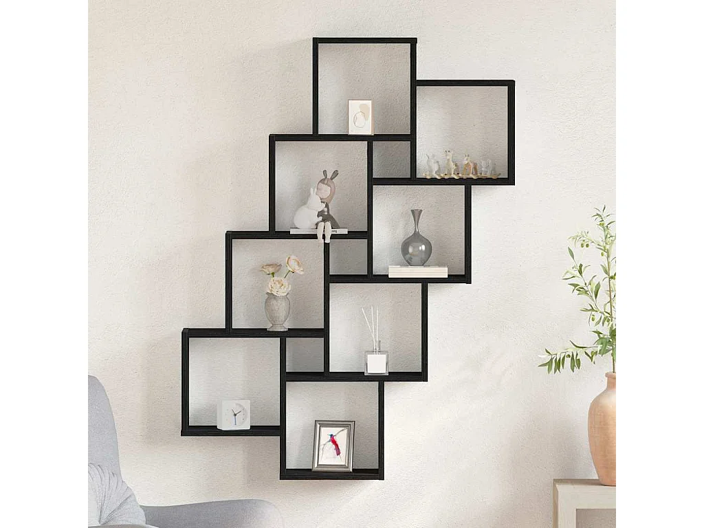 Meuble mural en chêne noir 90x15x119,5 cm en bois d'ingénierie