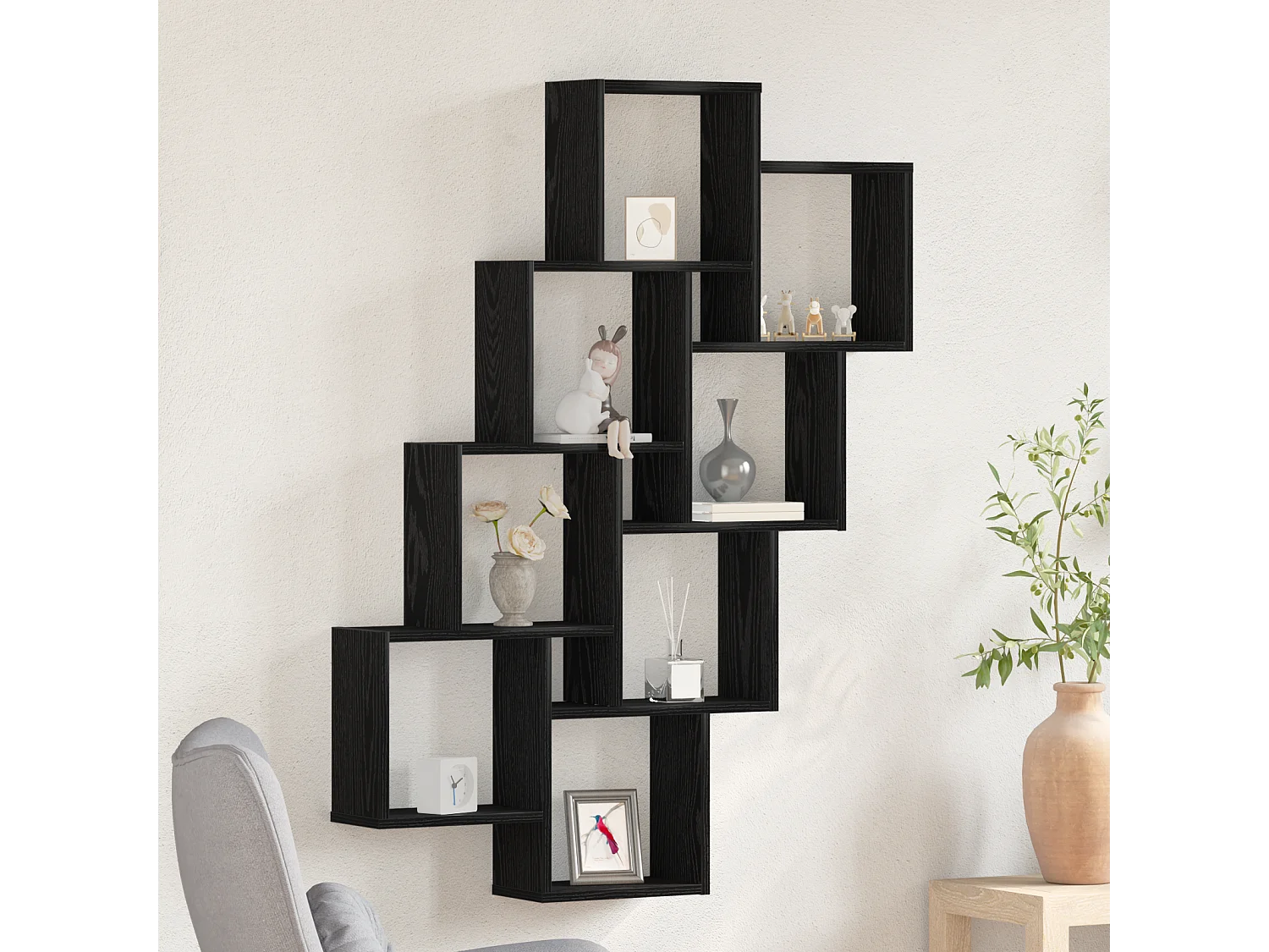 Meuble mural en chêne noir 90x15x119,5 cm en bois d'ingénierie