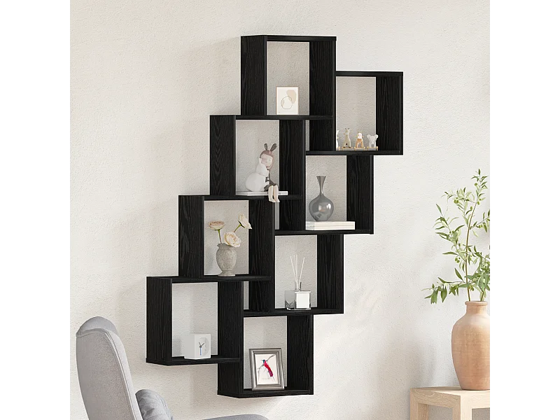 Meuble mural en chêne noir 90x15x119,5 cm en bois d'ingénierie