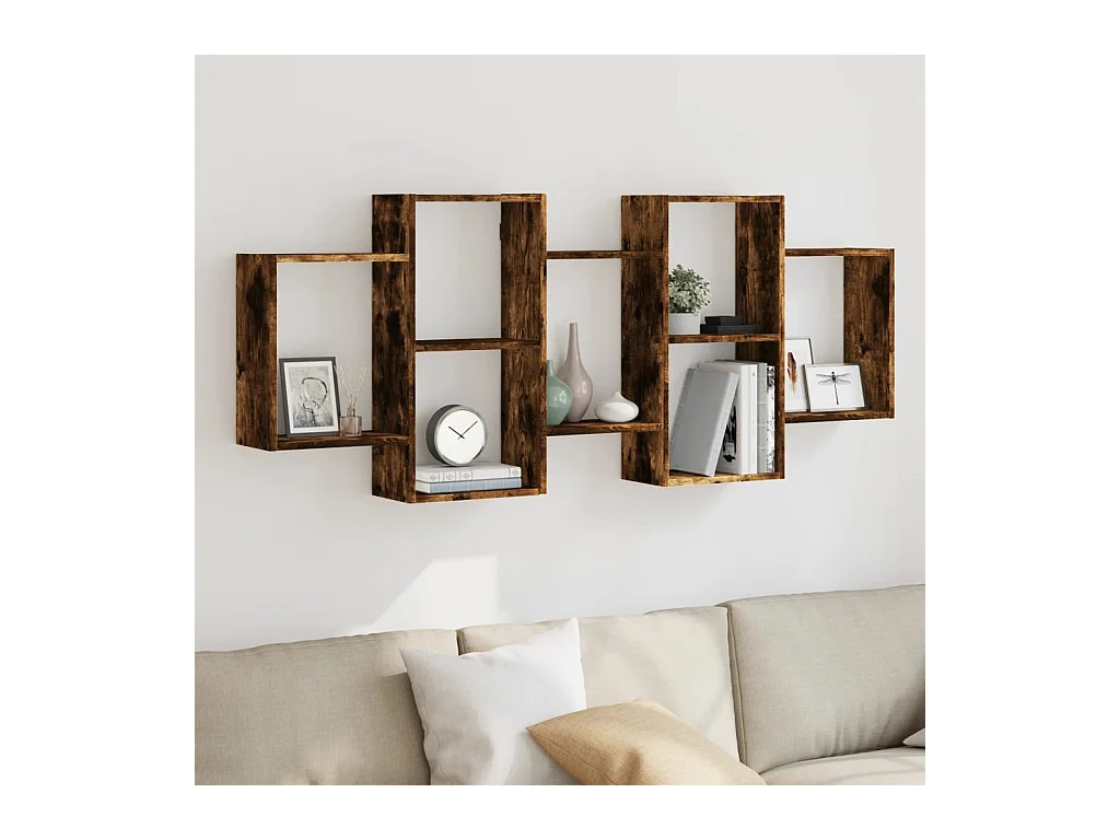 Gerookte eikenhouten wandplank 159x18x65 cm bewerkt hout