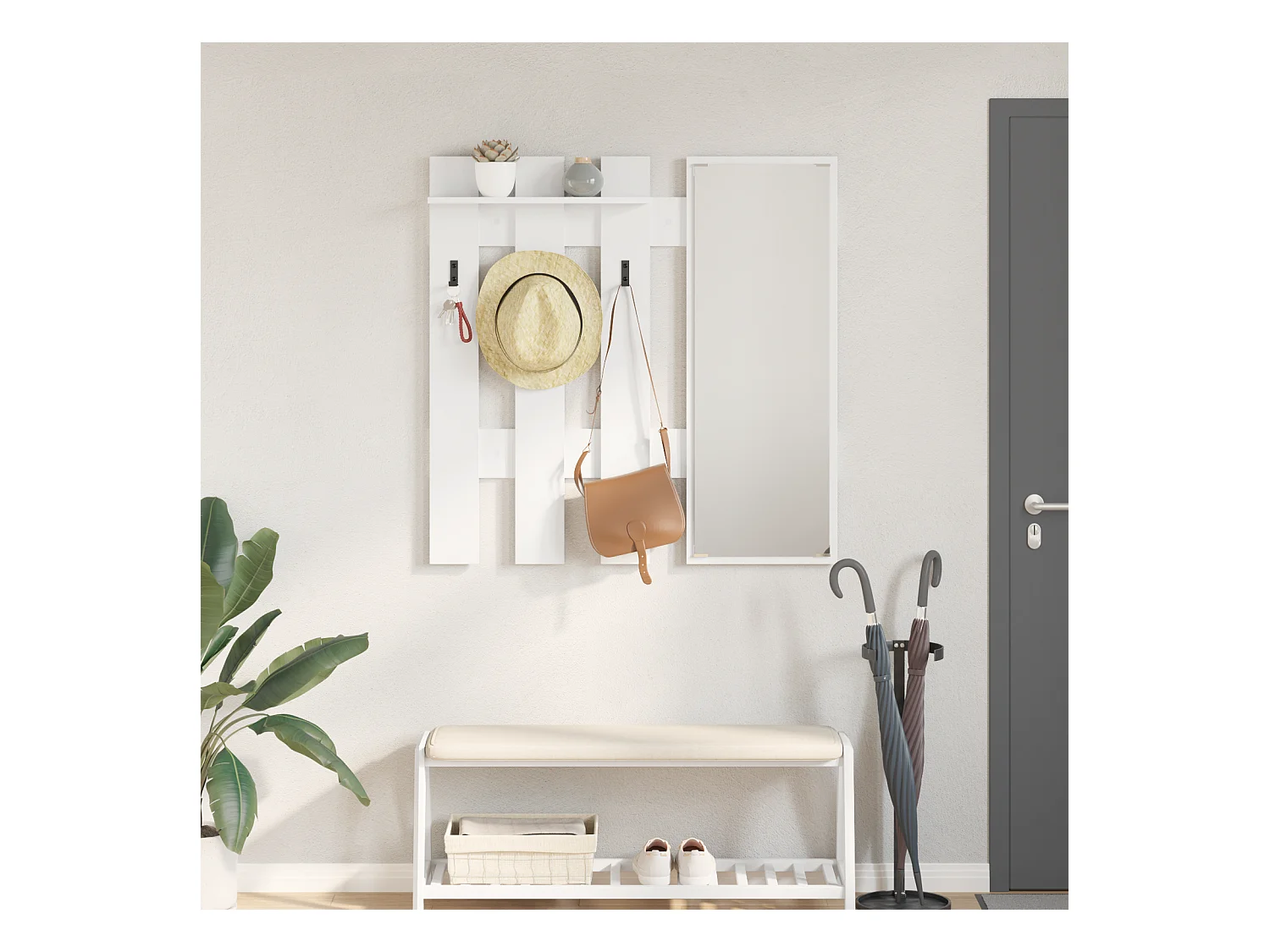 Appendiabiti da parete Bianco 100 x 10 x 100 cm Legno ingegnerizzato