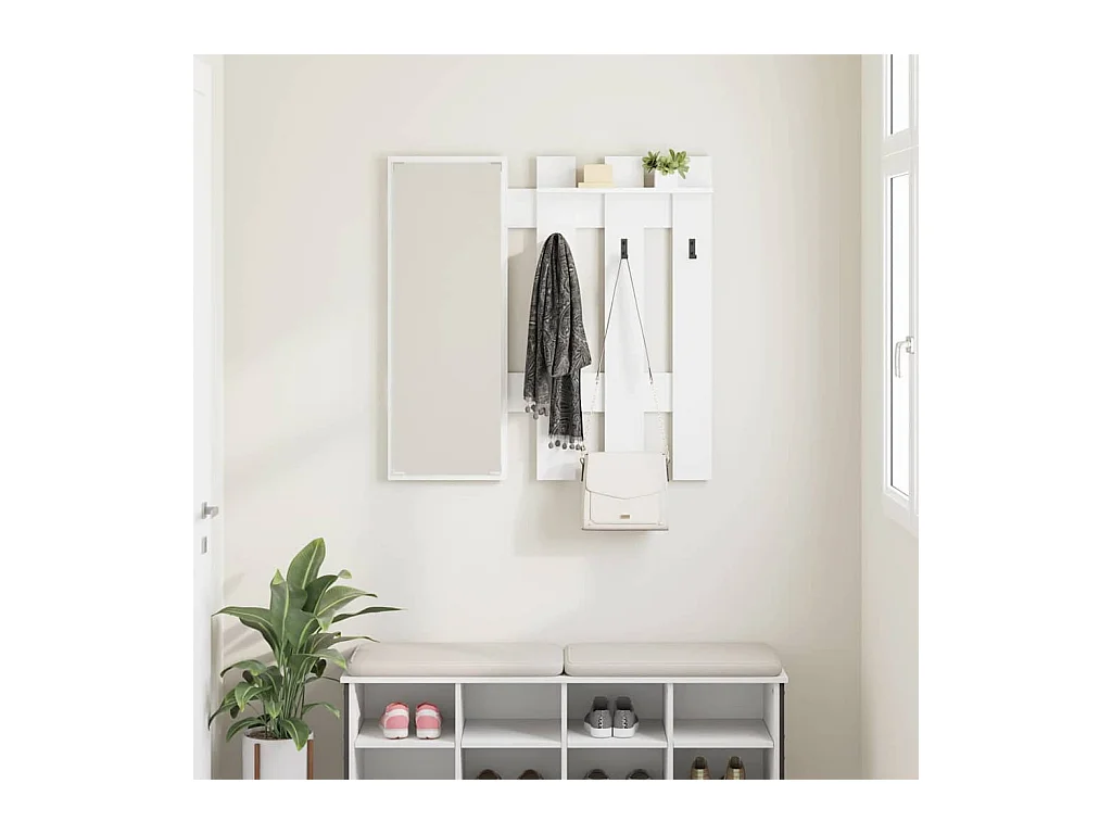 Appendiabiti da parete Bianco 100 x 10 x 100 cm Legno ingegnerizzato