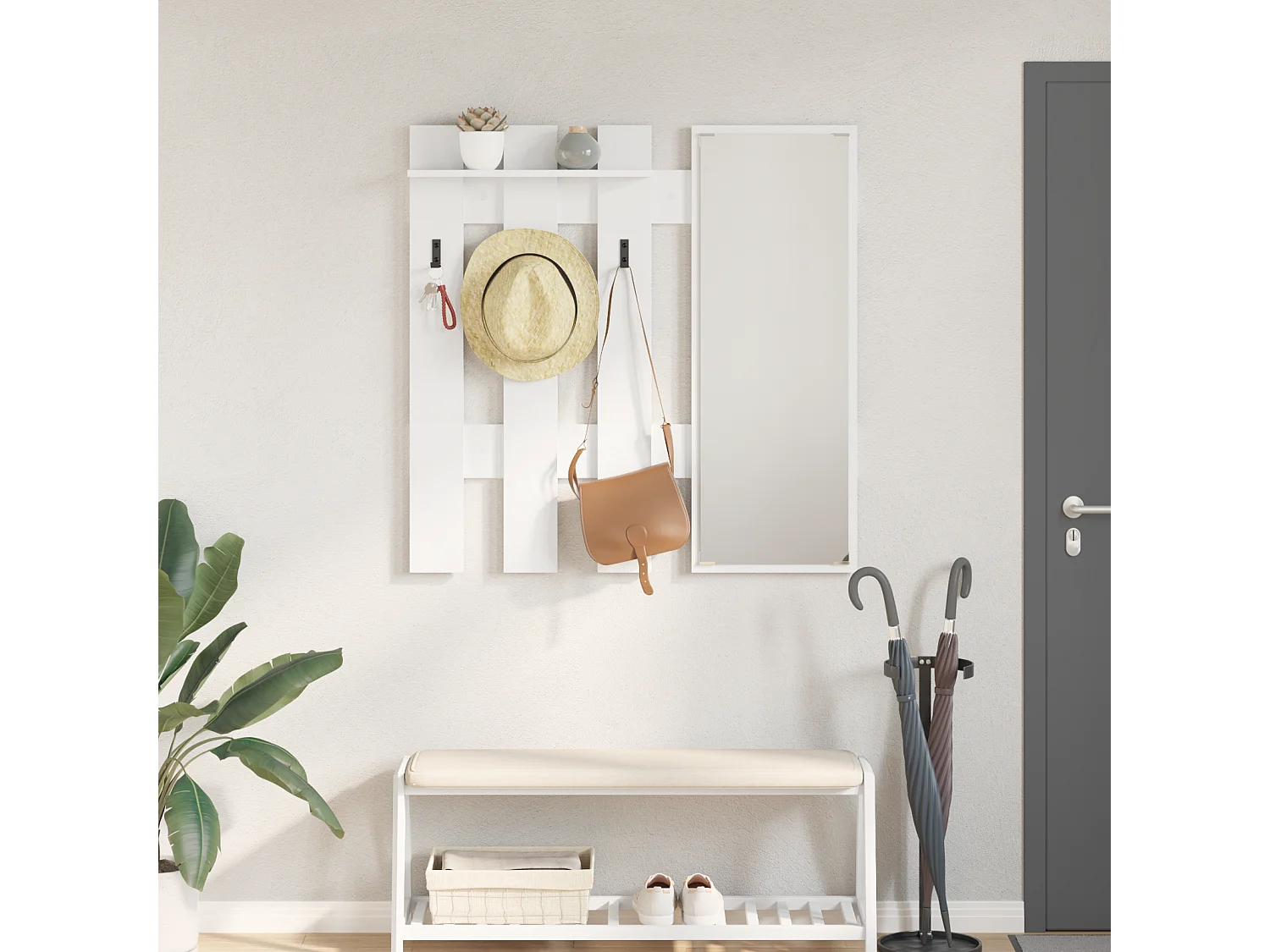 Porte-manteau mural Blanc 100 x 10 x 100 cm Bois d'ingénierie