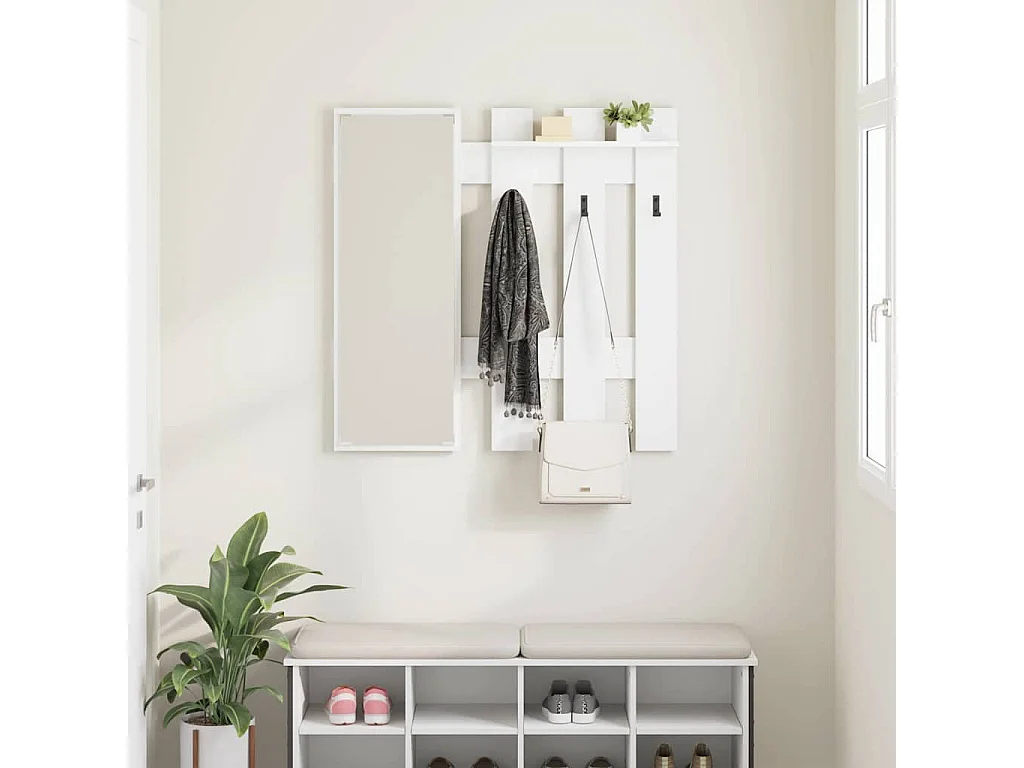 Porte-manteau mural Blanc 100 x 10 x 100 cm Bois d'ingénierie