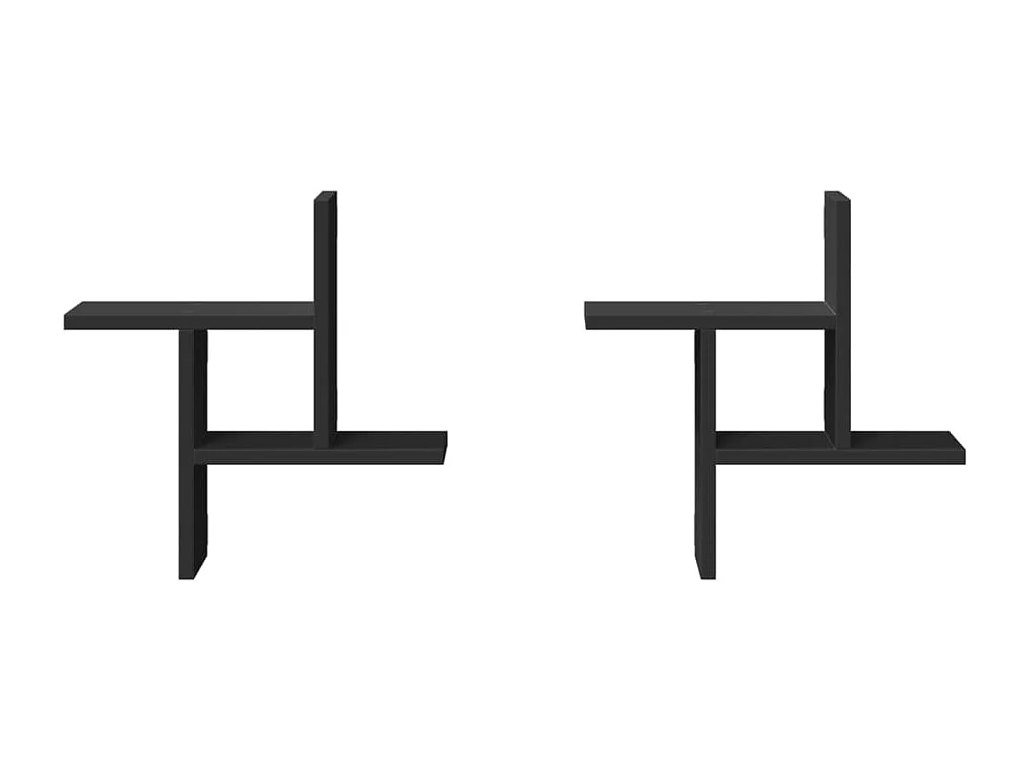 Estantes de pared 2 piezas negro 38x12x38 cm madera de ingeniería