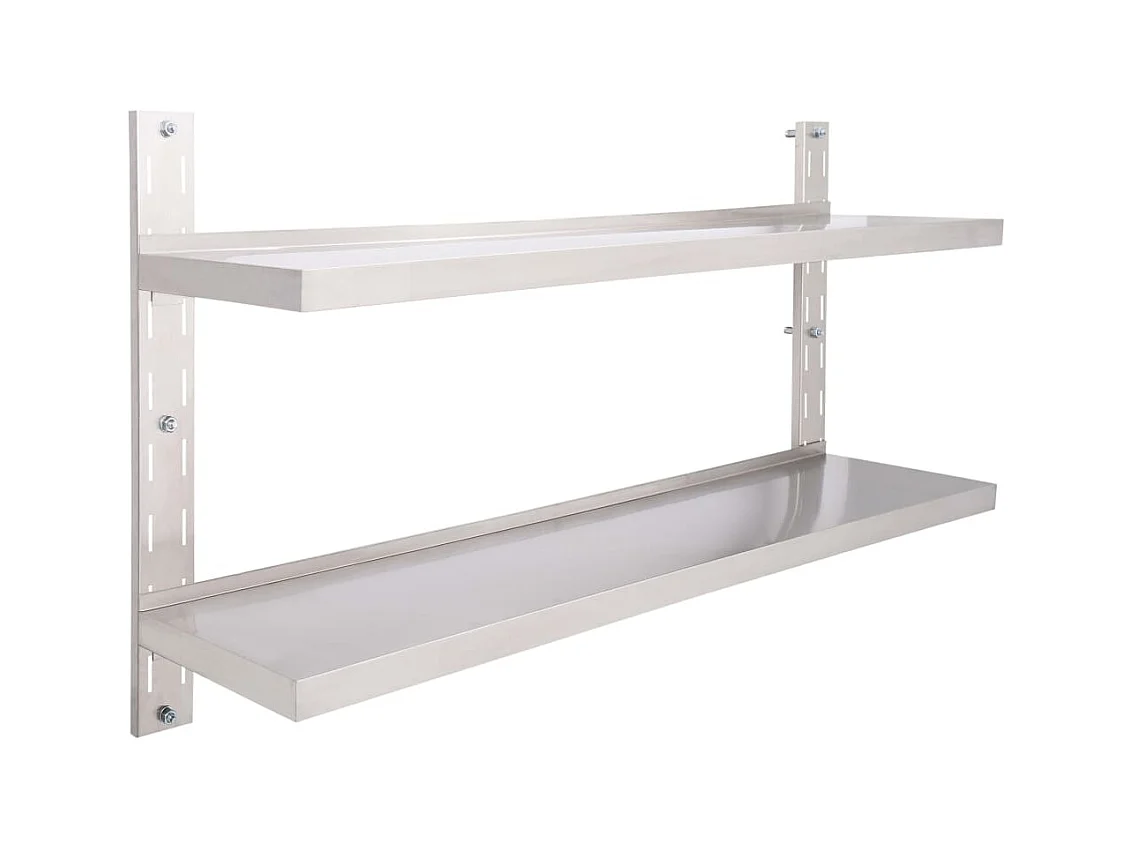 Estante de pared de 2 niveles Acero inoxidable 150x30 cm