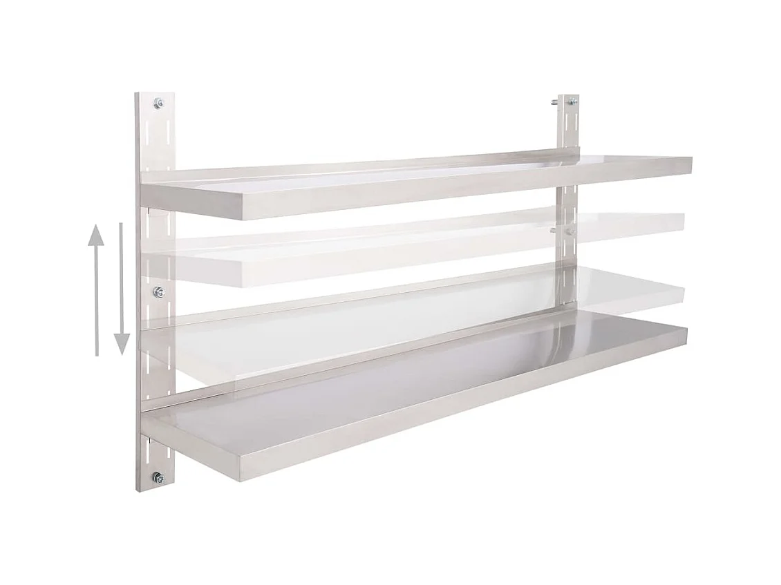 Estante de pared de 2 niveles Acero inoxidable 150x30 cm