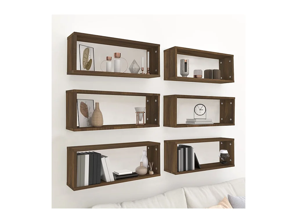 Étagères murales cube 6 pcs Chêne marron Bois d’ingénierie
