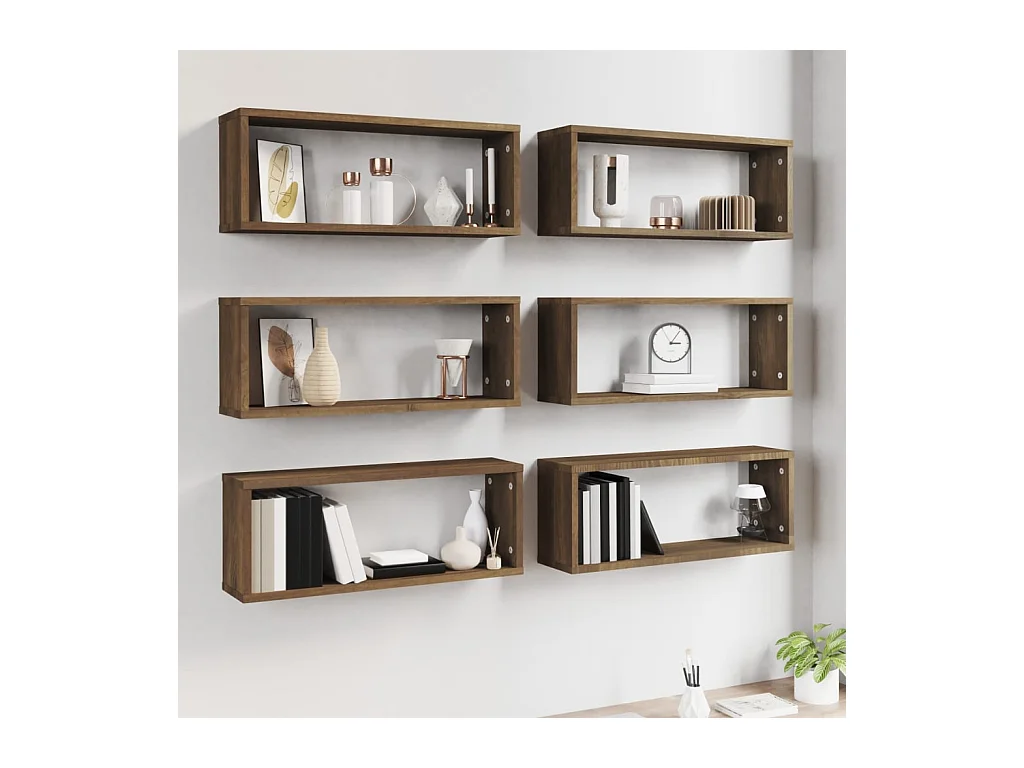 Étagères murales cube 6 pcs Chêne marron Bois d’ingénierie