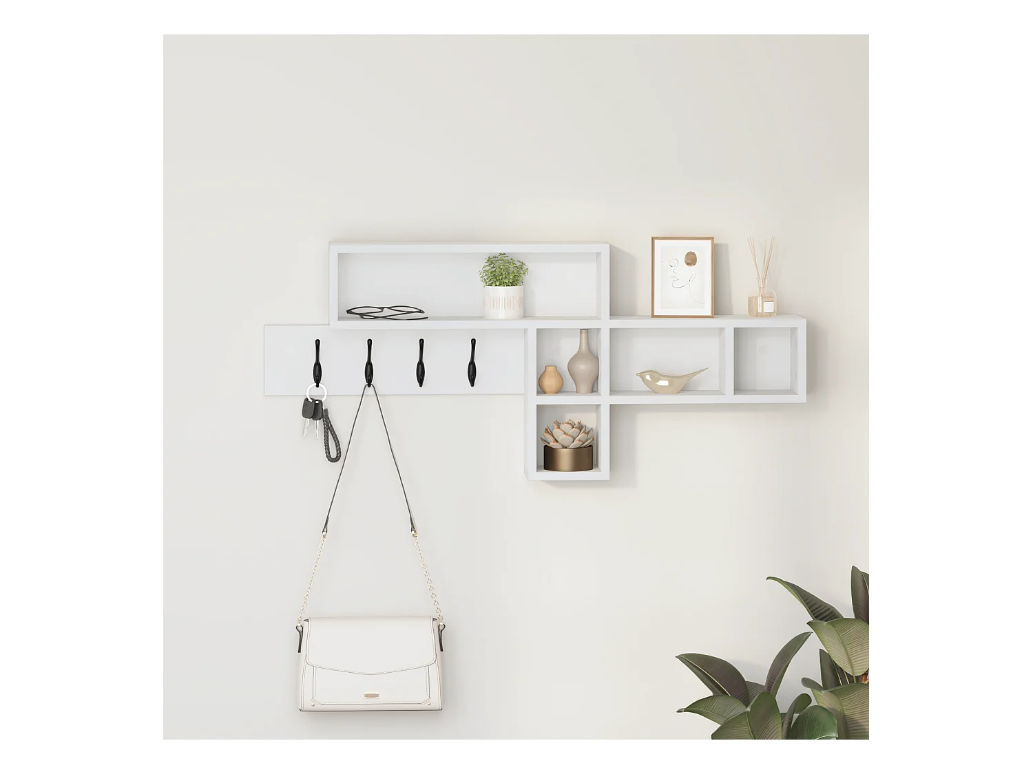 Porte-manteau mural Blanc 100 x 12 x 43.5 cm Bois d'ingénierie