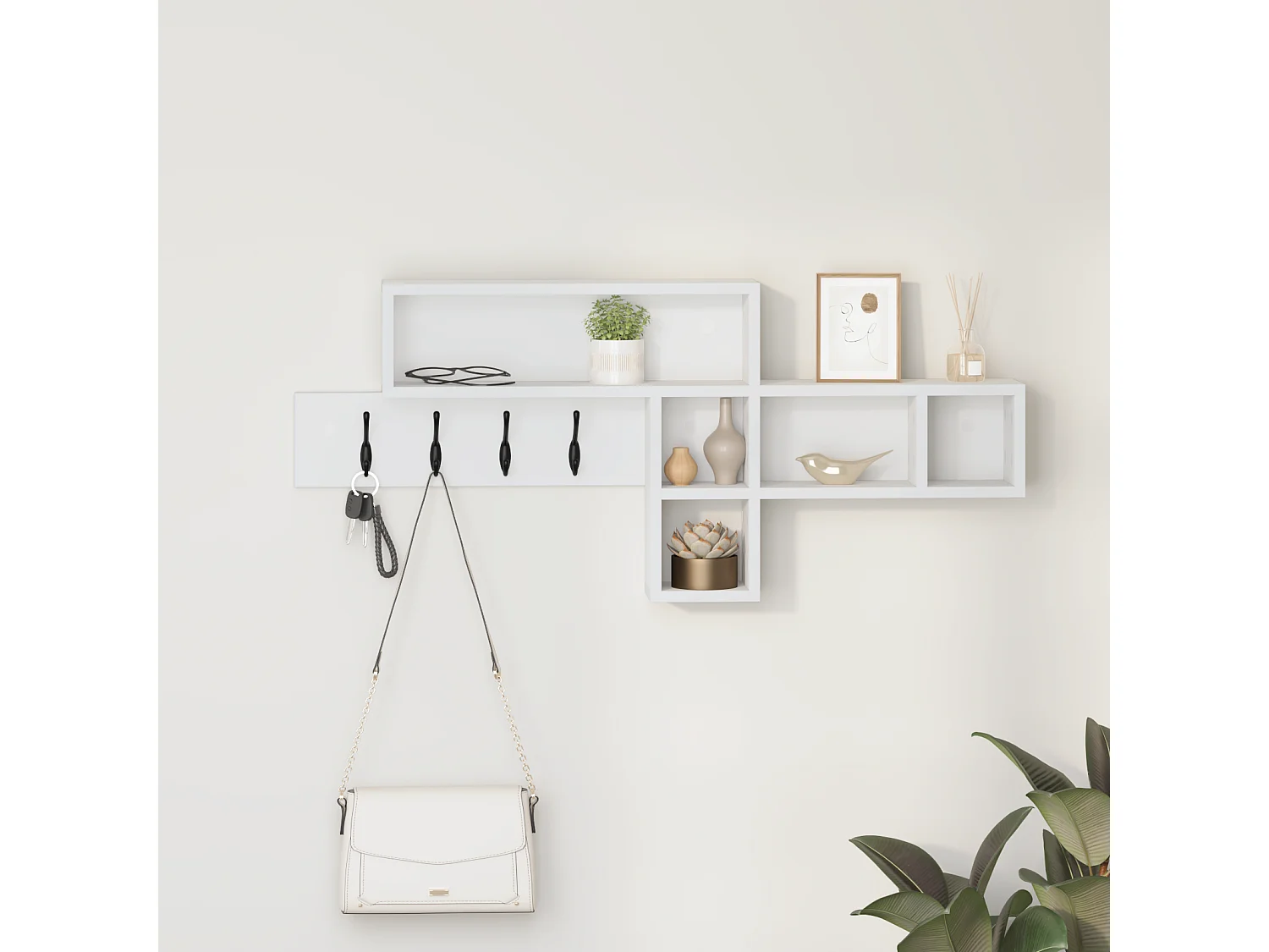 Appendiabiti da parete Bianco 100 x 12 x 43,5 cm Legno ingegnerizzato