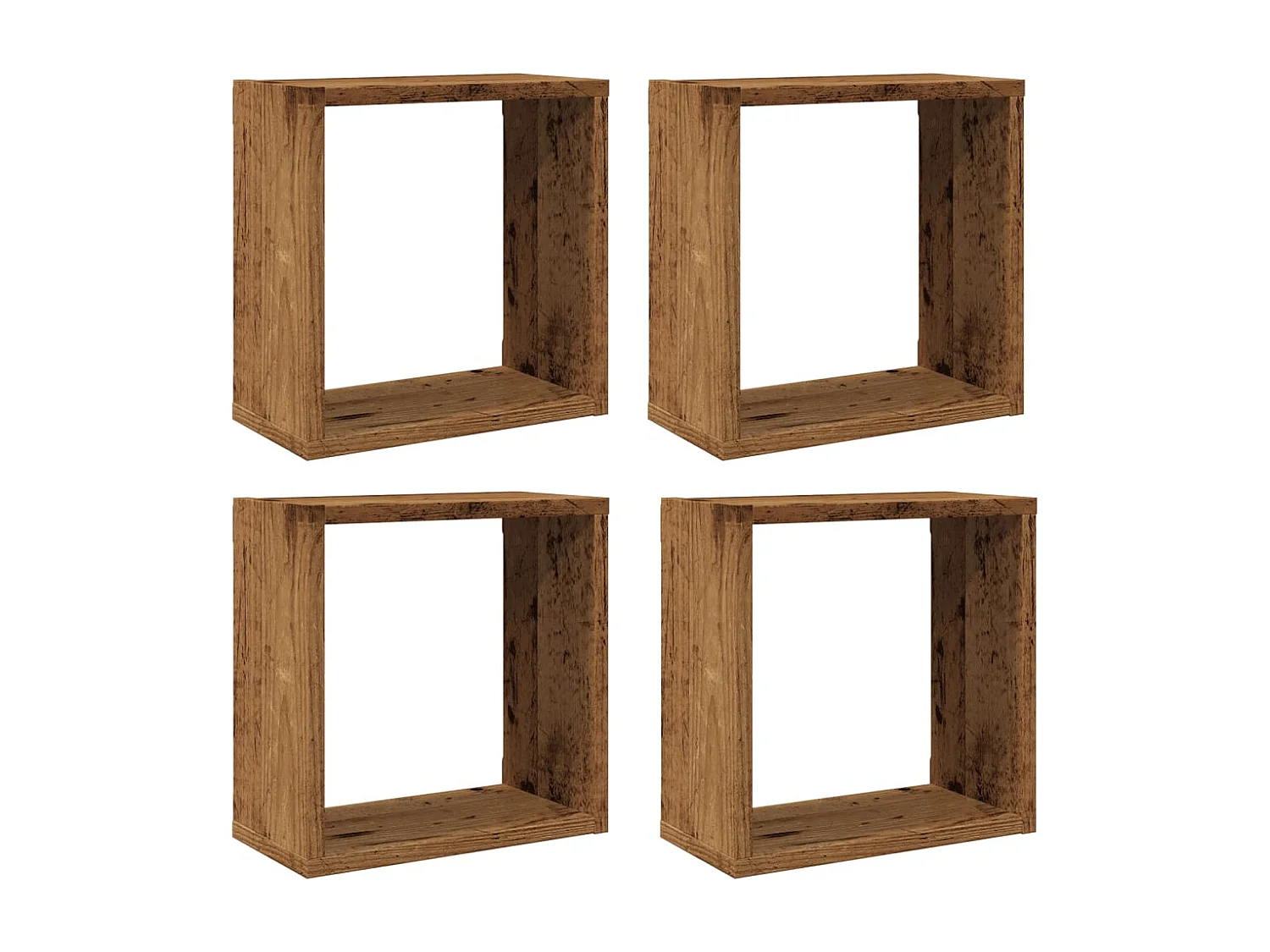 Mensole a cubo da parete 4 pezzi in legno vecchio 30x15x30 cm