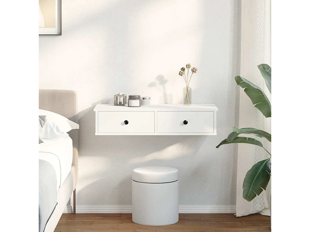 Étagère murale avec tiroirs blanc 80x31x17 cm bois d'ingénierie