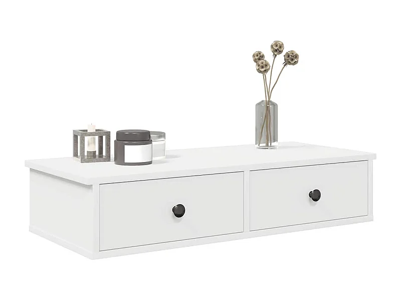 Étagère murale avec tiroirs blanc 80x31x17 cm bois d'ingénierie