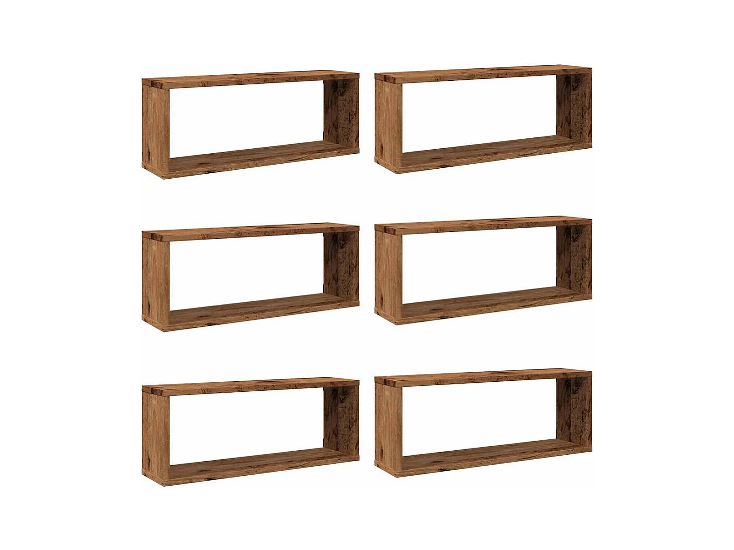 Étagères murales cube 6 pcs vieux bois 60x15x23 cm
