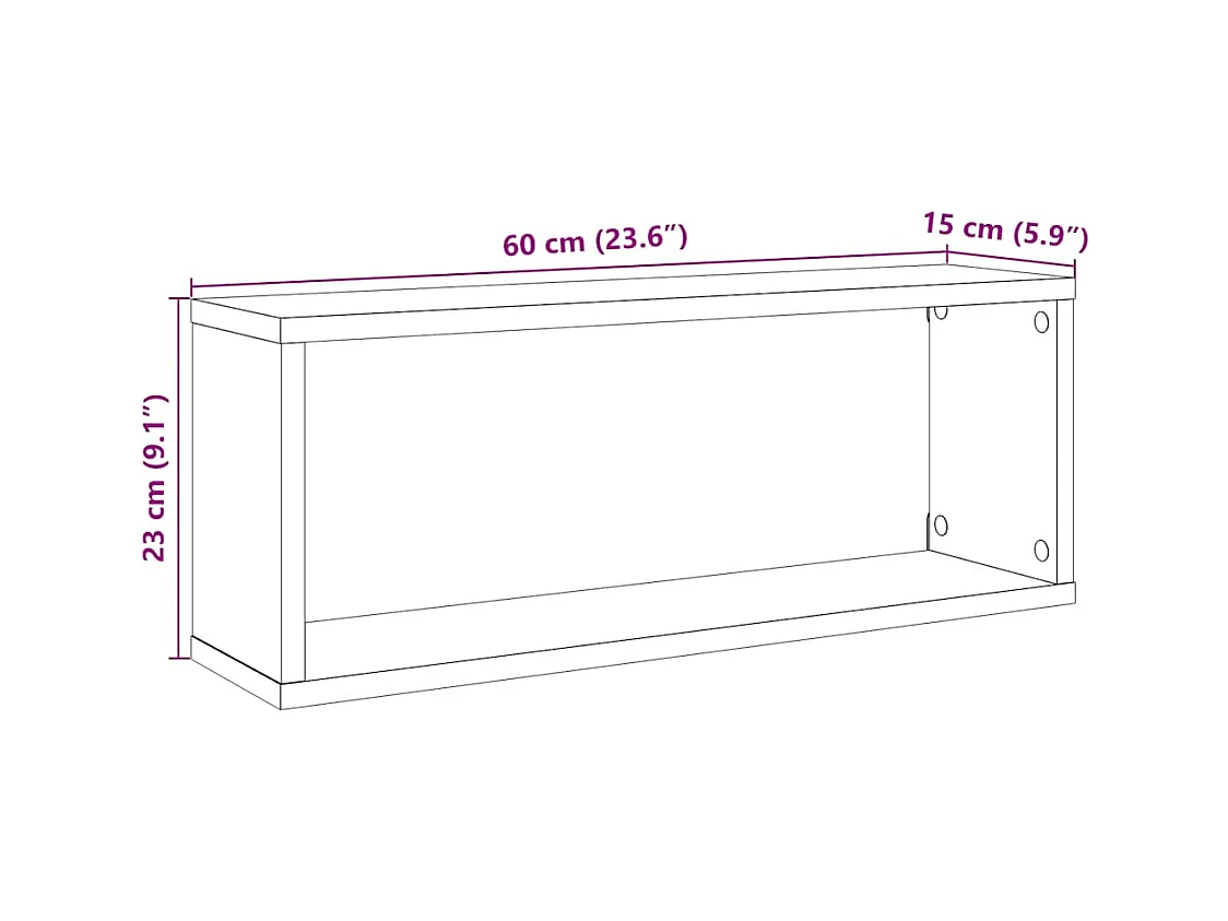 Étagères murales cube 6 pcs vieux bois 60x15x23 cm