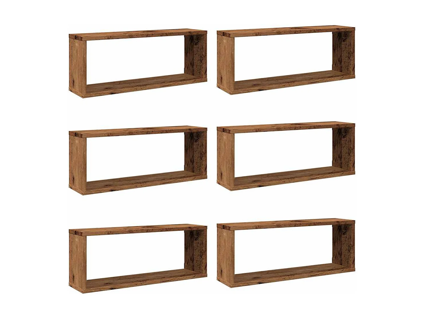 Étagères murales cube 6 pcs vieux bois 60x15x23 cm