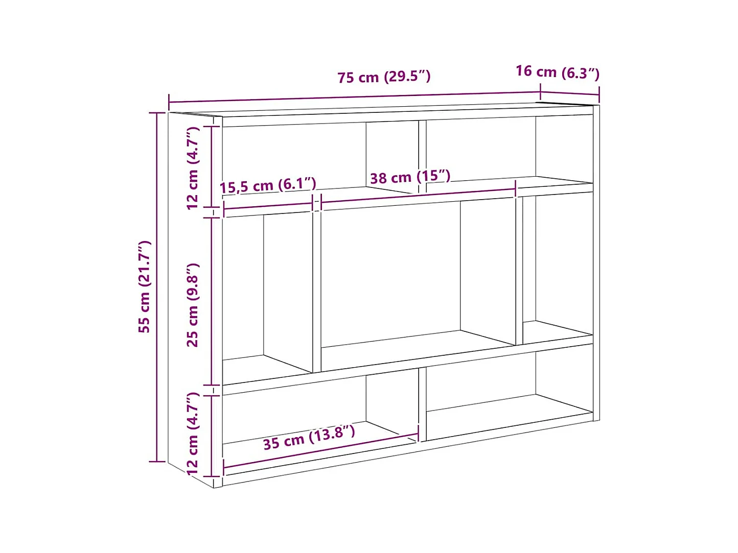 Étagère murale Chêne fumé 75x16x55 cm Bois d'ingénierie