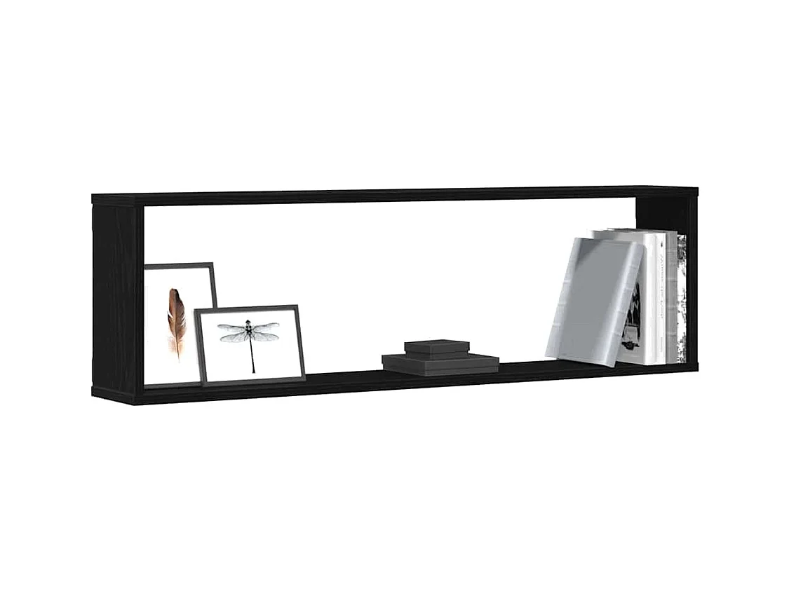 Mensole a cubo da parete 4 pezzi rovere nero 100x15x30 cm legno