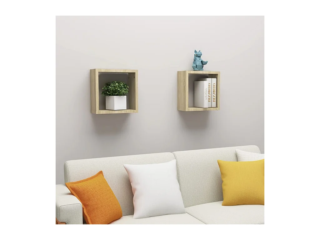 Mensole a cubo da parete 2 pezzi in rovere sonoma 30x15x30 cm