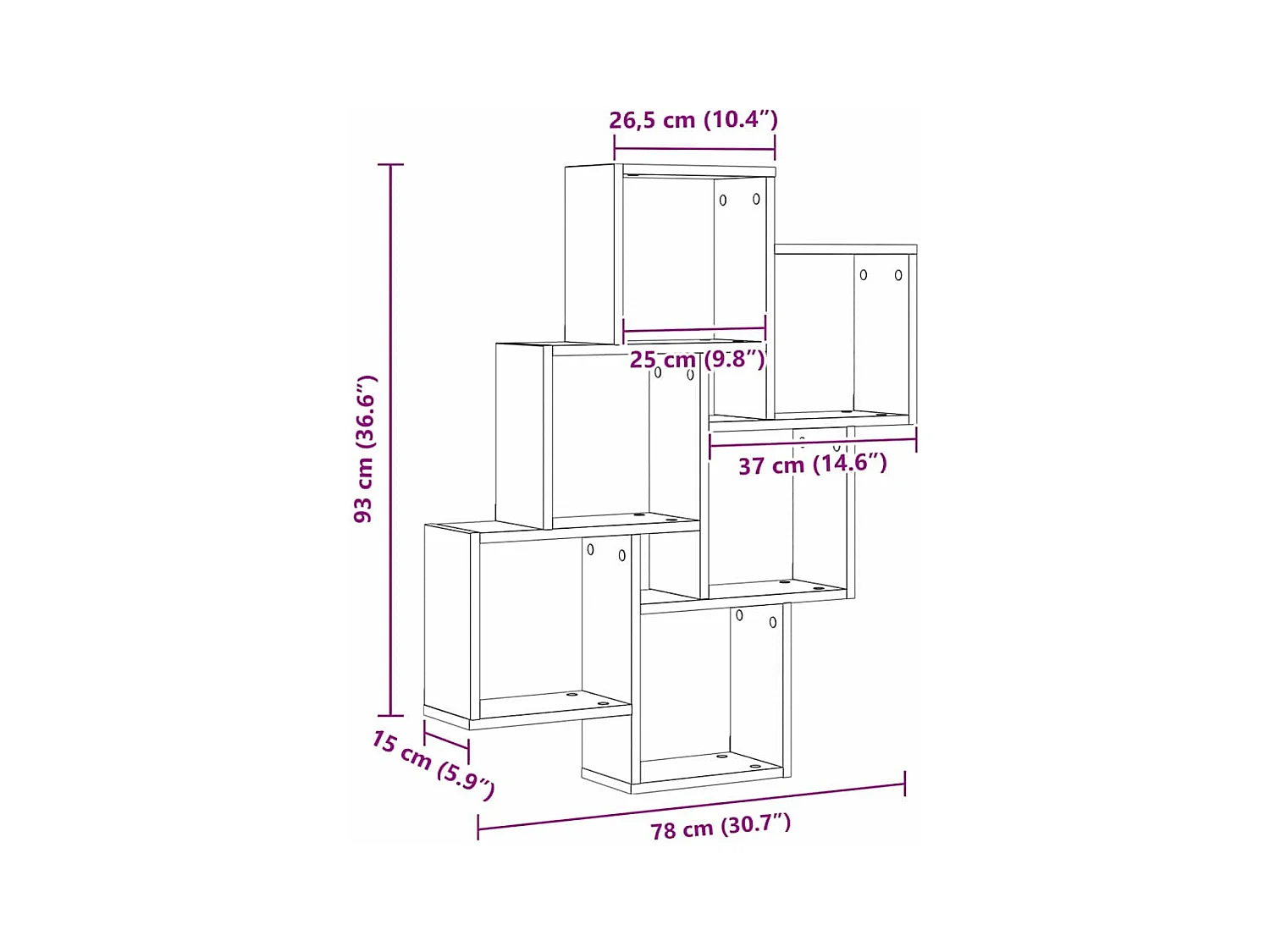 Parete attrezzata in rovere nero 78x15x92 cm in legno precomposto