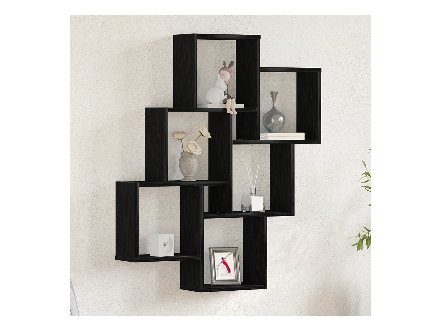 Zwarte eiken wandkast 78x15x92 cm in gereconstrueerd hout