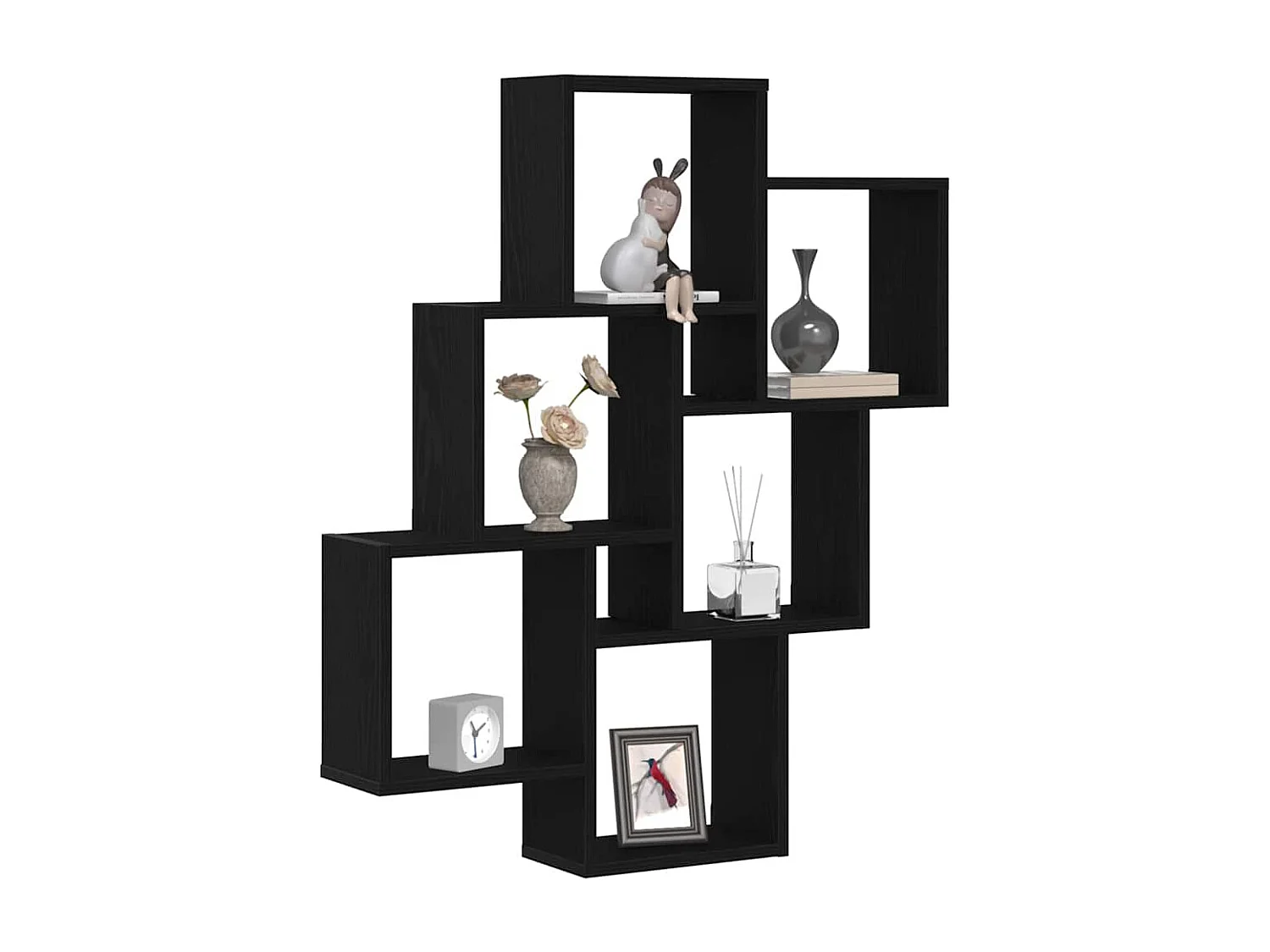 Zwarte eiken wandkast 78x15x92 cm in gereconstrueerd hout