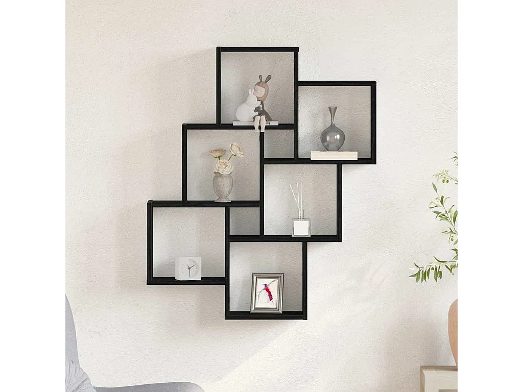 Zwarte eiken wandkast 78x15x92 cm in gereconstrueerd hout
