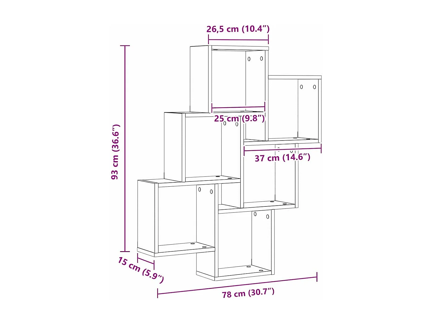 Zwarte eiken wandkast 78x15x92 cm in gereconstrueerd hout