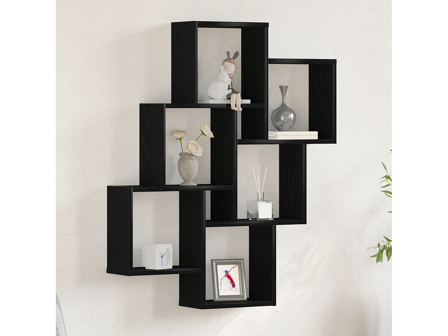 Zwarte eiken wandkast 78x15x92 cm in gereconstrueerd hout