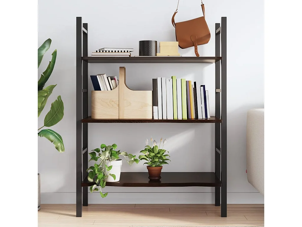 Étagère murale marron foncé 80x60x2 cm bois chêne massif traité
