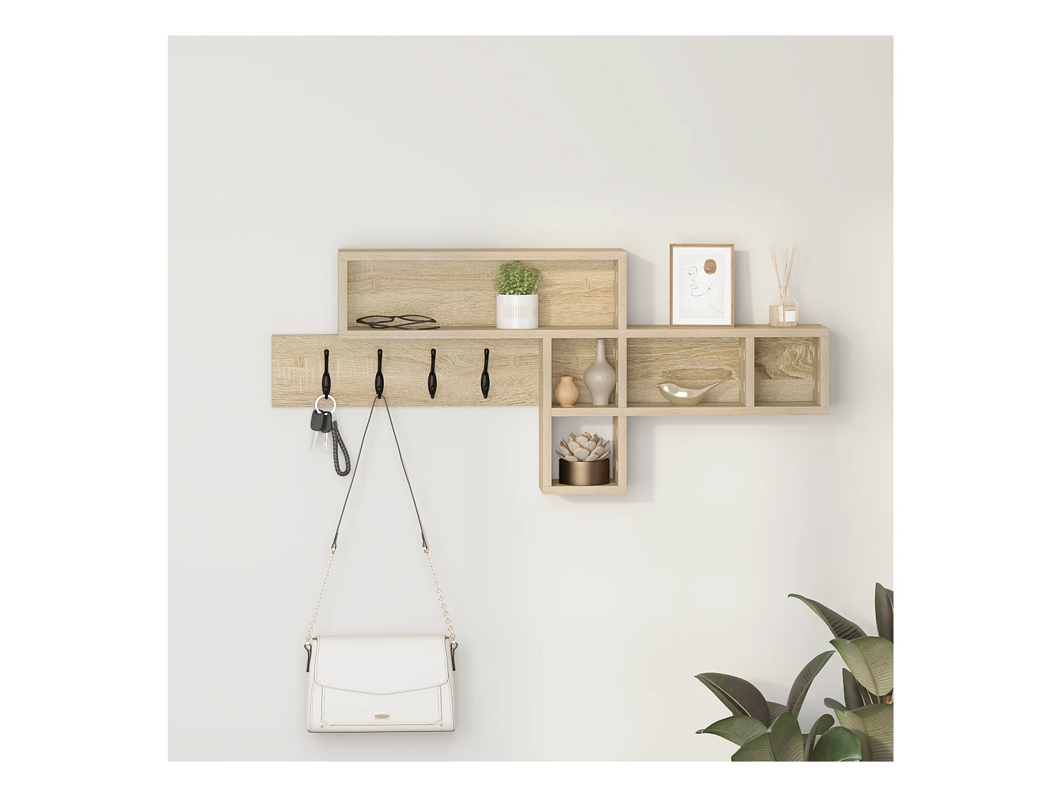 Porte-manteau mural Chêne Sonoma 100 x 12 x 43.5 cm