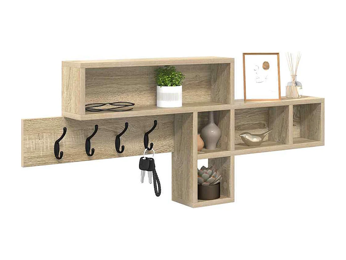 Perchero de pared de roble Sonoma 100 x 12 x 43,5 cm