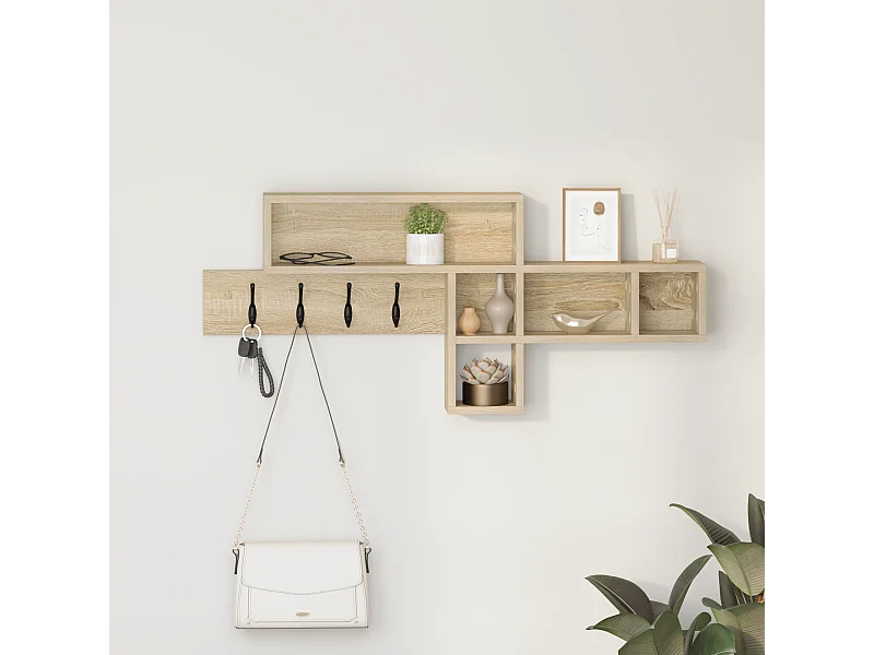 Porte-manteau mural Chêne Sonoma 100 x 12 x 43.5 cm