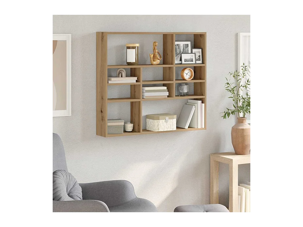 Étagère murale chêne artisanal 90x16x78 cm bois d'ingénierie