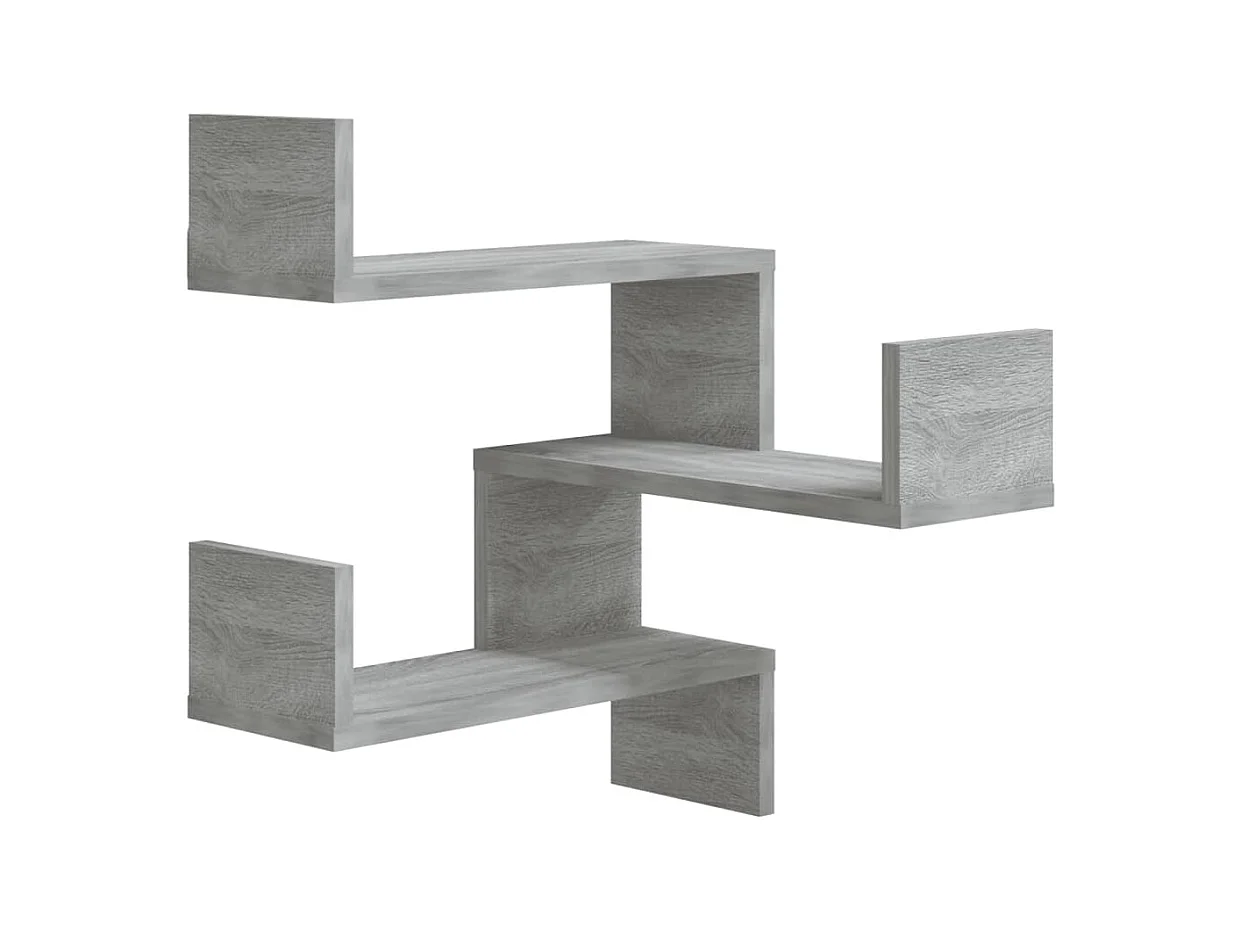Étagères d'angle murales 2 pcs Sonoma gris 40x40x50 cm Bois