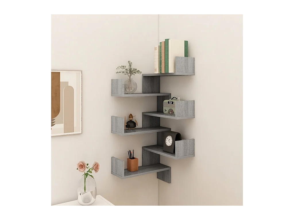 Étagères d'angle murales 2 pcs Sonoma gris 40x40x50 cm Bois