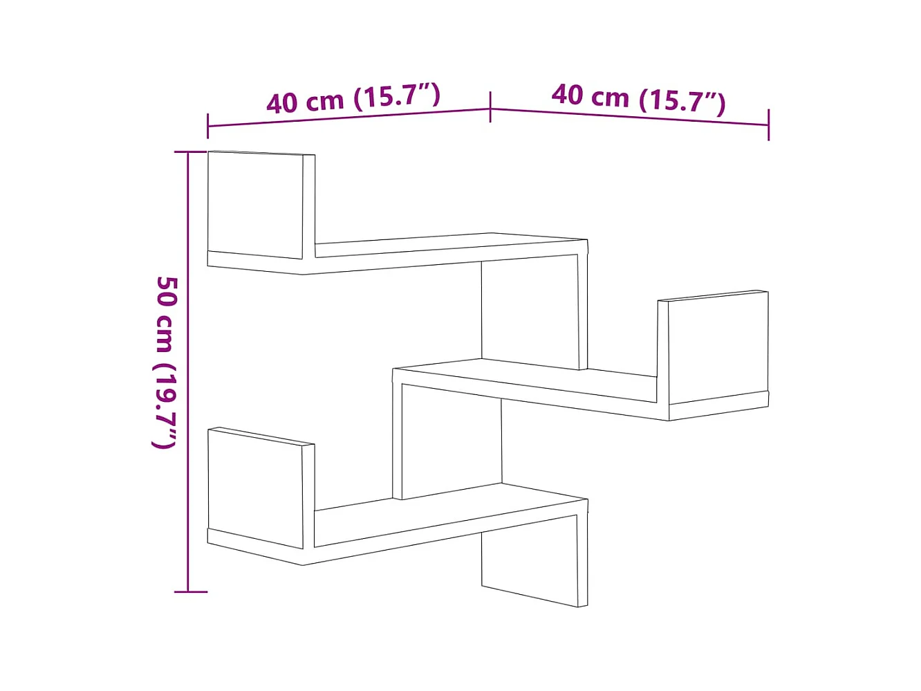 Étagères d'angle murales 2 pcs Sonoma gris 40x40x50 cm Bois