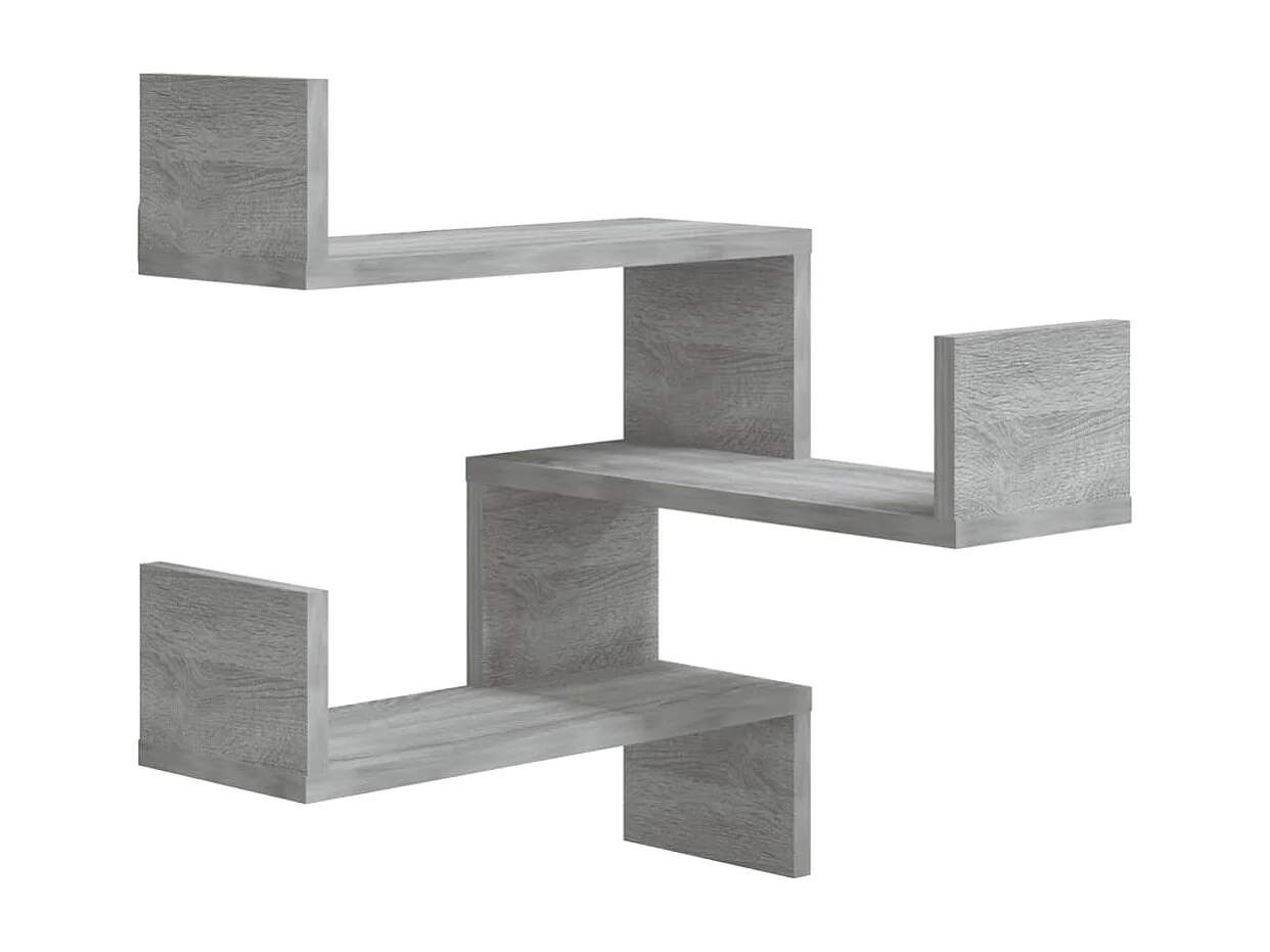 Étagères d'angle murales 2 pcs Sonoma gris 40x40x50 cm Bois