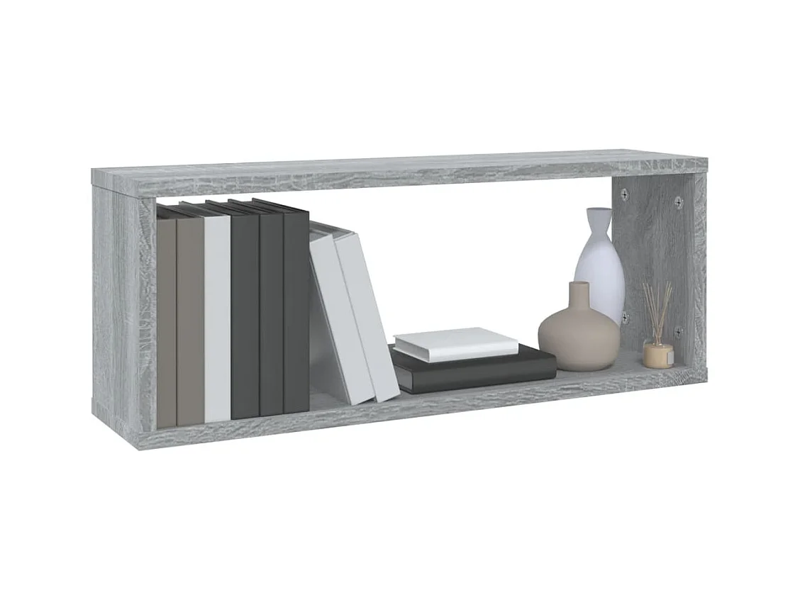 Étagères murales cube 2 pcs Sonoma gris 60x15x23 cm Bois