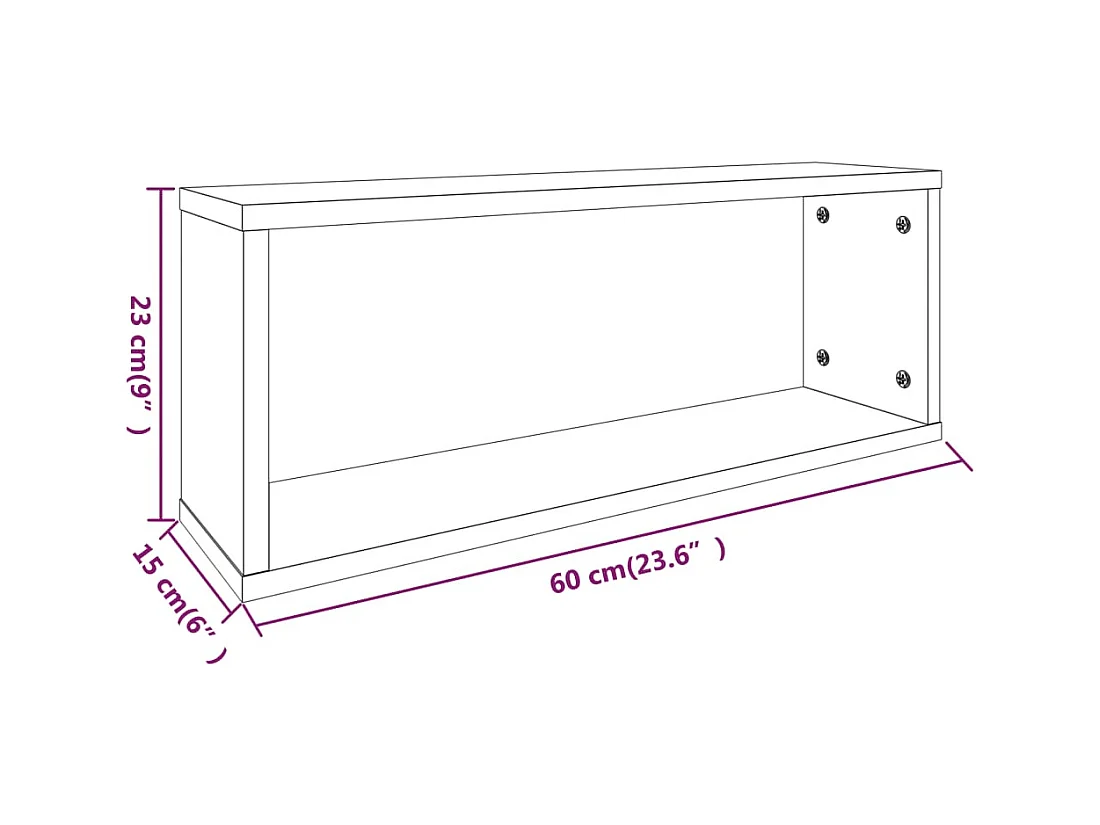 Étagères murales cube 2 pcs Sonoma gris 60x15x23 cm Bois